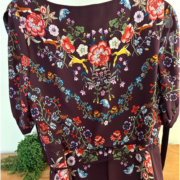 Tassles N Lace High Low Patterned Wrap Dress— size Large - Picture 2 of 4